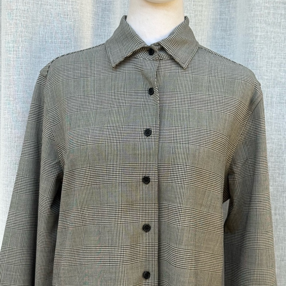 Faconnable white black houndstooth button down top - image 5